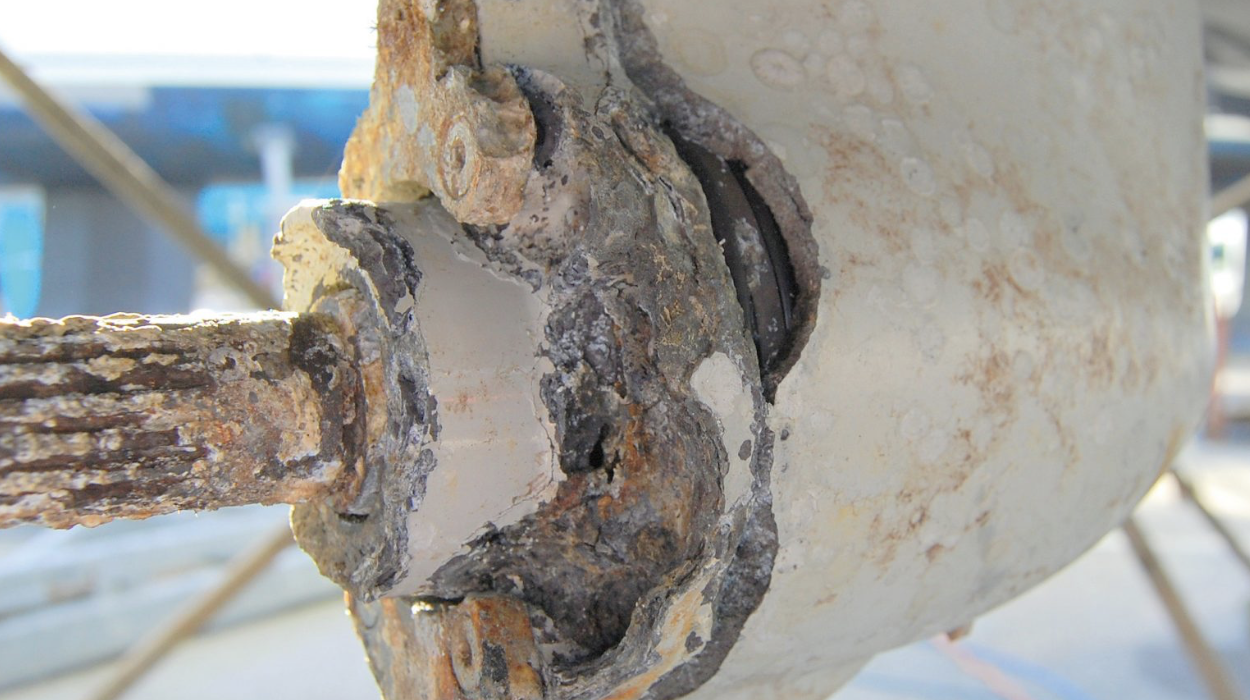 Corroded bonding wire at transom